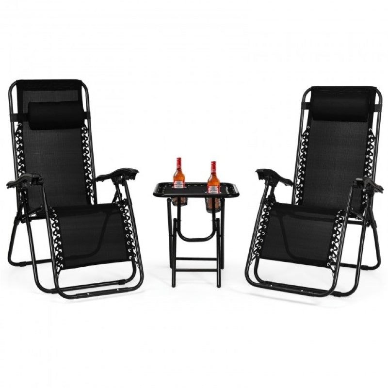 Portable Folding Zero Gravity Reclining Lounge Chairs with Table