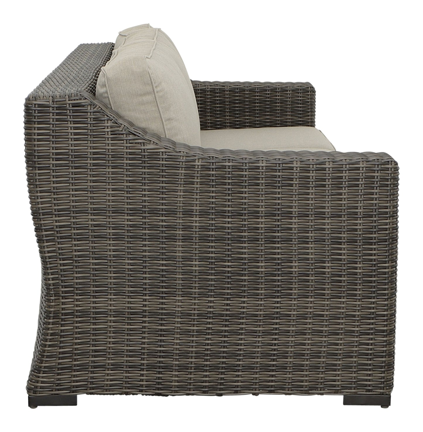 Patio Sofa Full-Round Resin Wicker, Plush Seating, Weather-Resistant