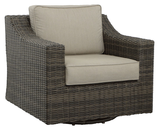 Outdoor Swivel Chair - Half-Round Resin Wicker, 360° Swivel, Cushioned