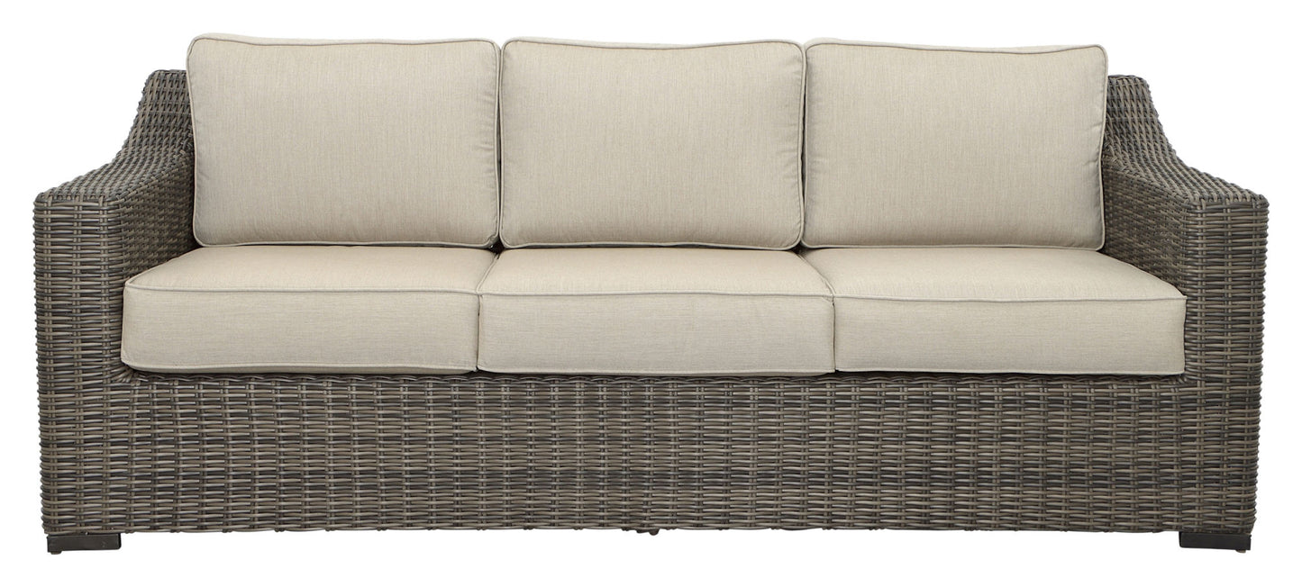 Patio Sofa Full-Round Resin Wicker, Plush Seating, Weather-Resistant