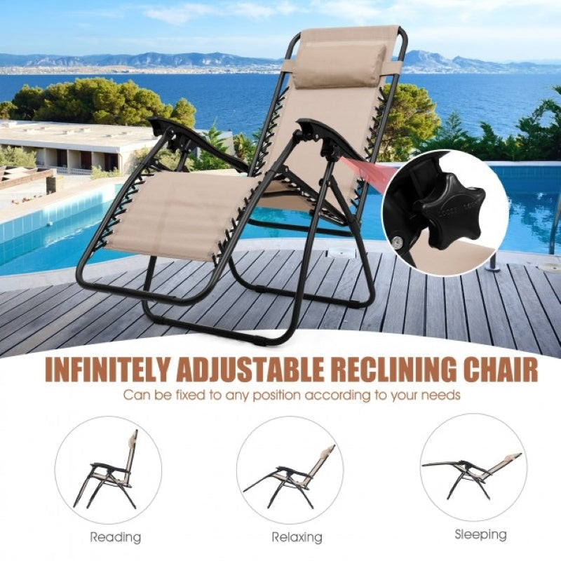 Portable Folding Zero Gravity Reclining Lounge Chairs with Table