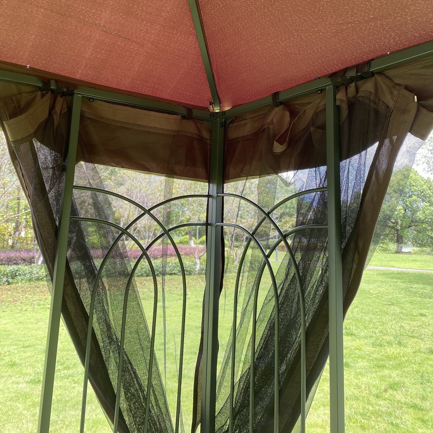 Outdoor Gazebo Canopy Tent With Ventilated Double Roof And Detachable Mosquito net