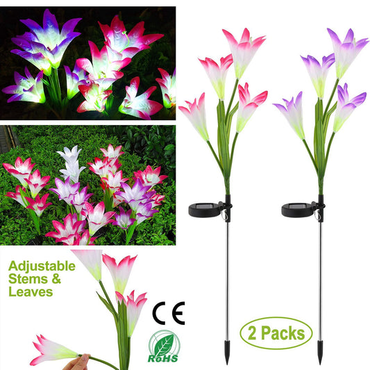2Pcs Solar Garden Lily Flower LED Lights