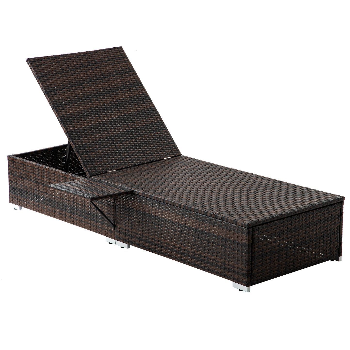 Outdoor Wicker Chaise Lounge Chairs with Side Table, Set of 2