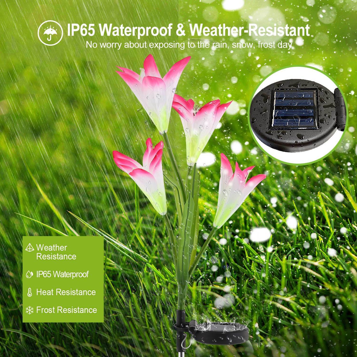 2Pcs Solar Garden Lily Flower LED Lights