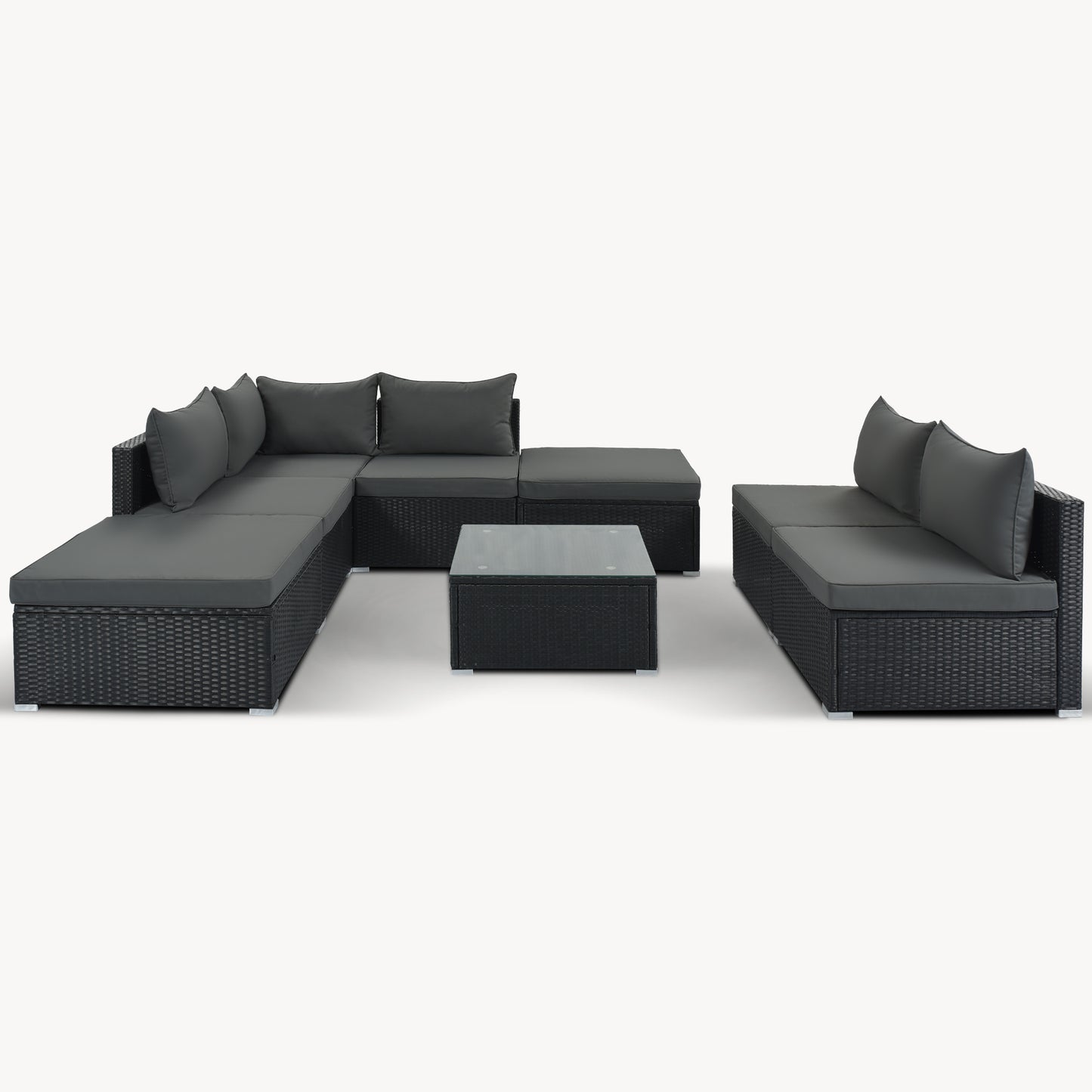 8-Pieces Outdoor Combinable Wicker Furniture Set