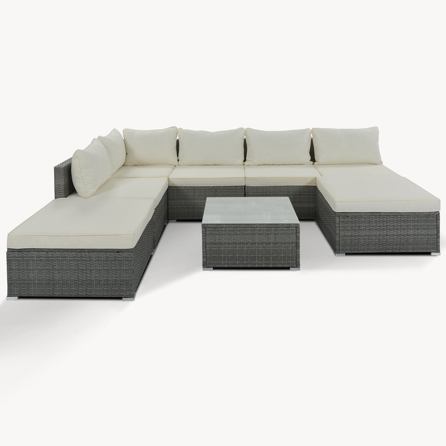 8-Pieces Outdoor Combinable Wicker Furniture Set