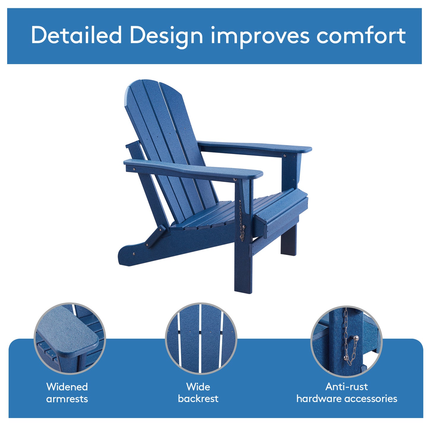 Folding Adirondack Outdoor Chair, Poly Wood - Weather Resistant