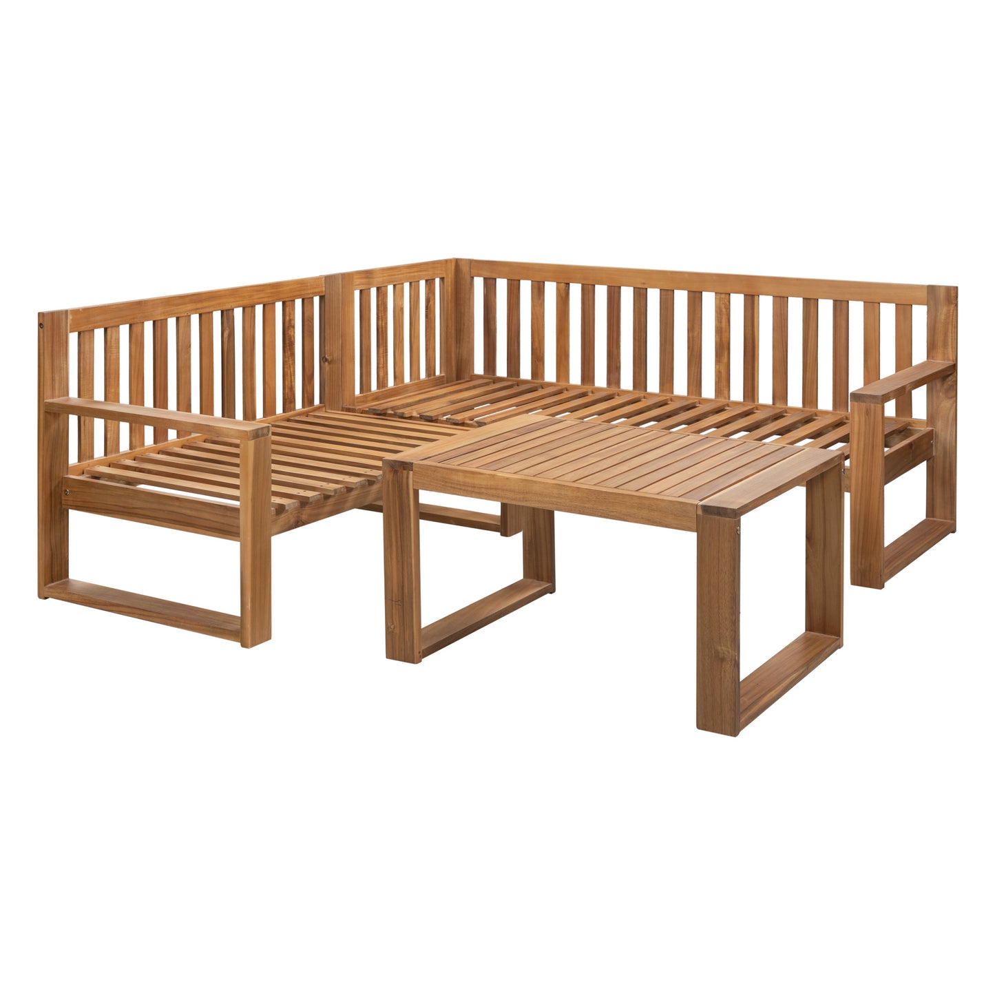 Acacia Wood l Teak Finish 3-Piece Patio Sectional Set