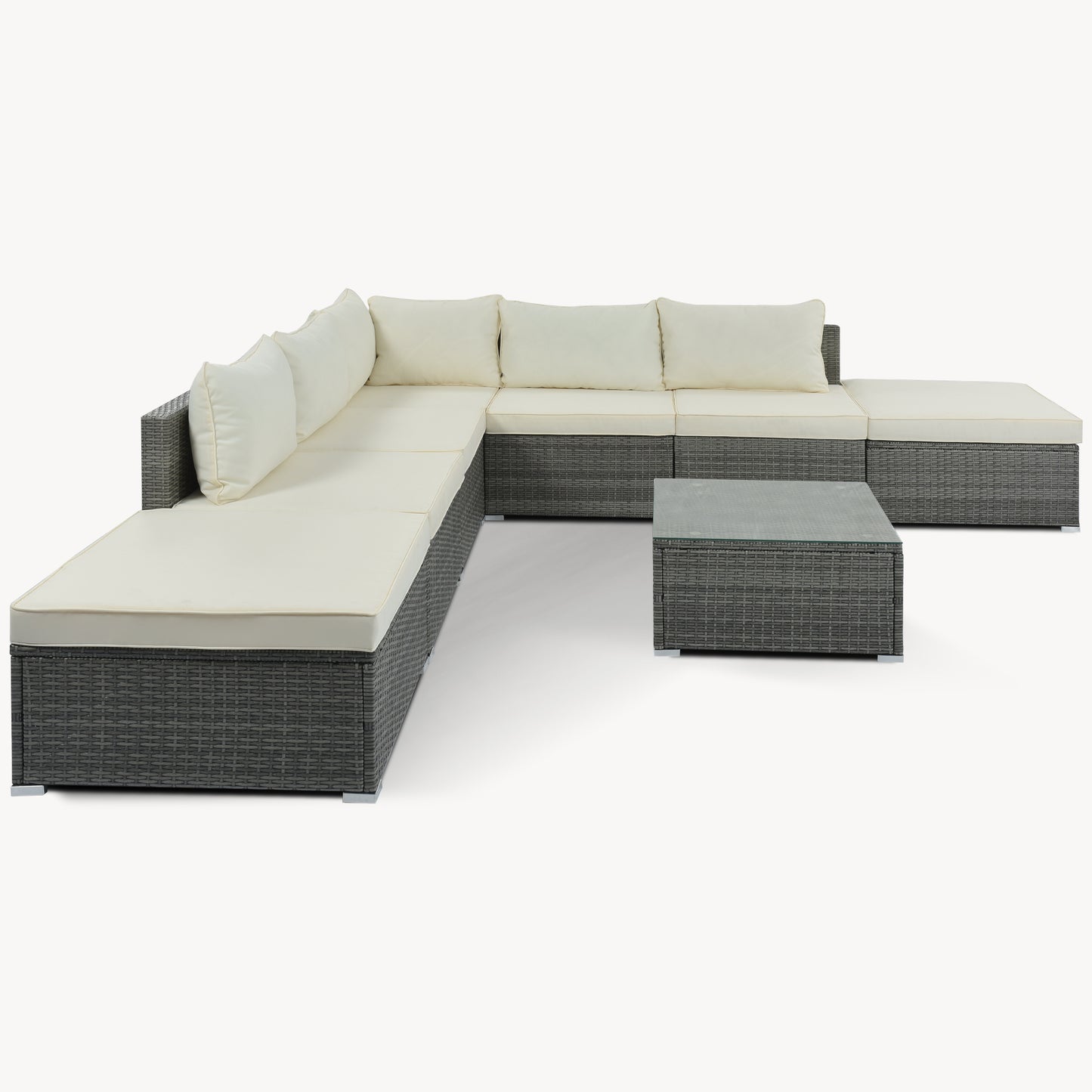 8-Pieces Outdoor Combinable Wicker Furniture Set