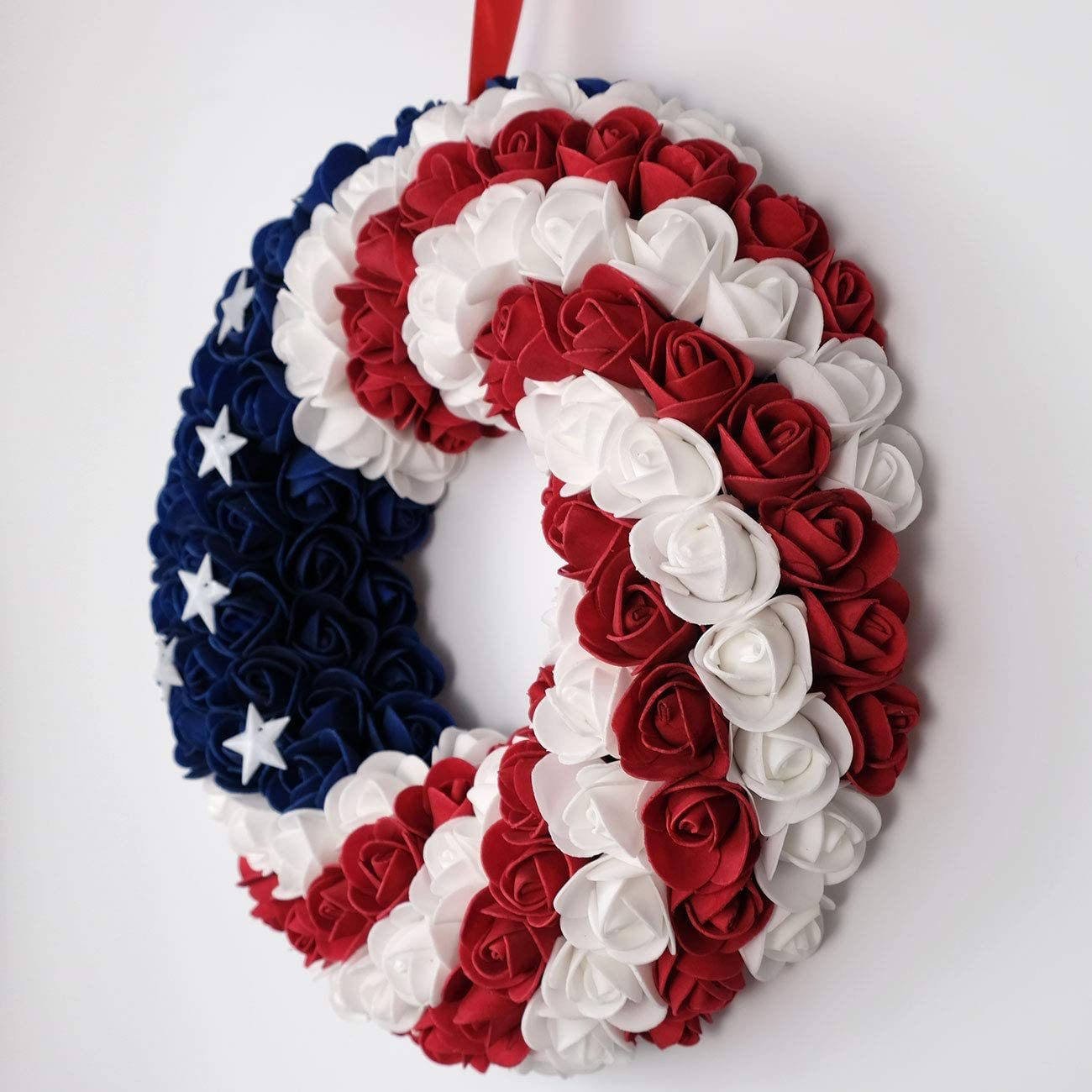 Patriotic Americana Wreath;  Handcrafted Holiday Wreath Garland Decoration