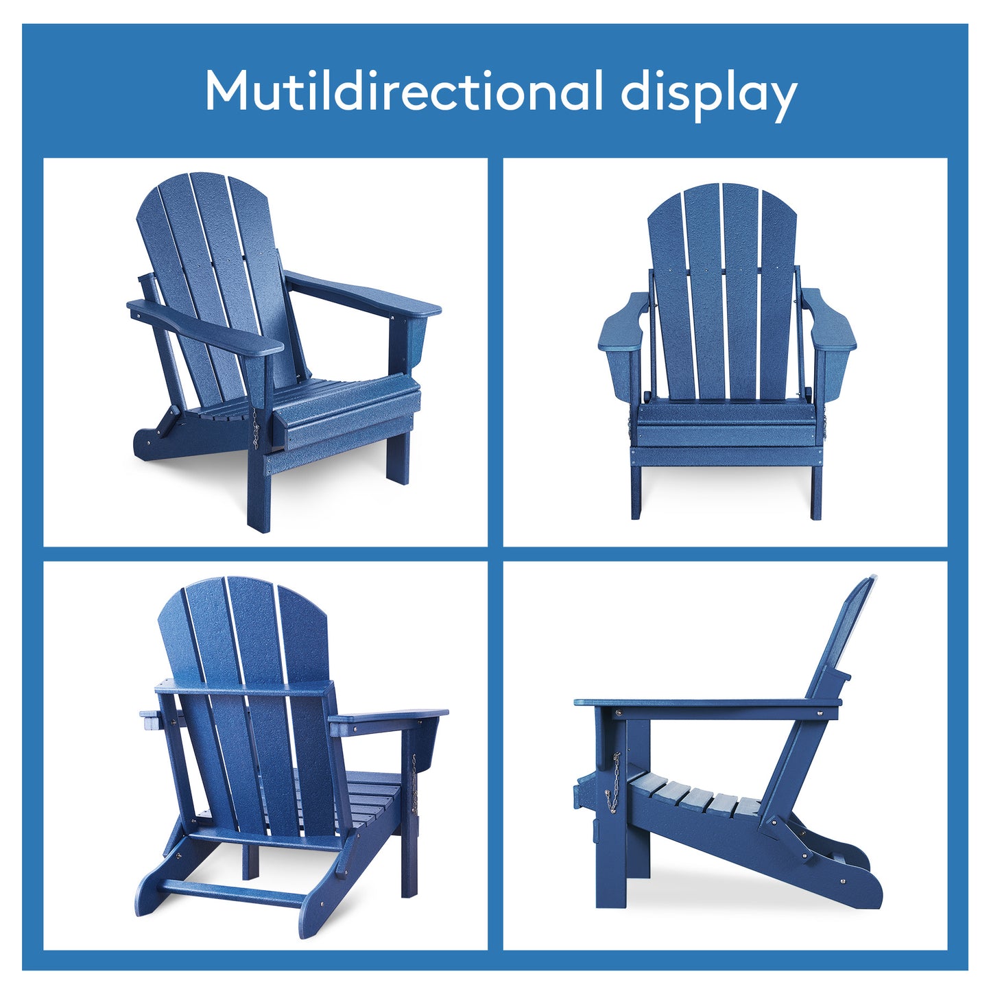 Folding Adirondack Outdoor Chair, Poly Wood - Weather Resistant