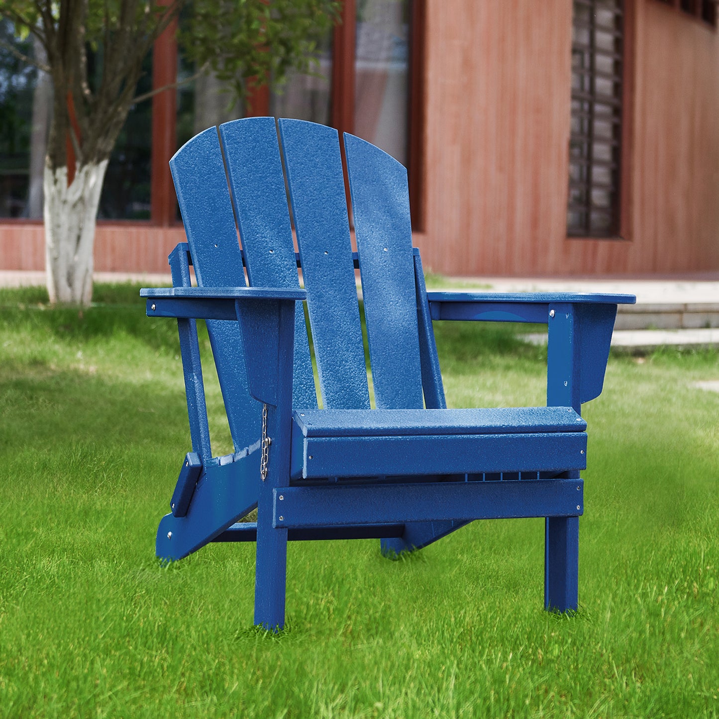 Folding Adirondack Outdoor Chair, Poly Wood - Weather Resistant