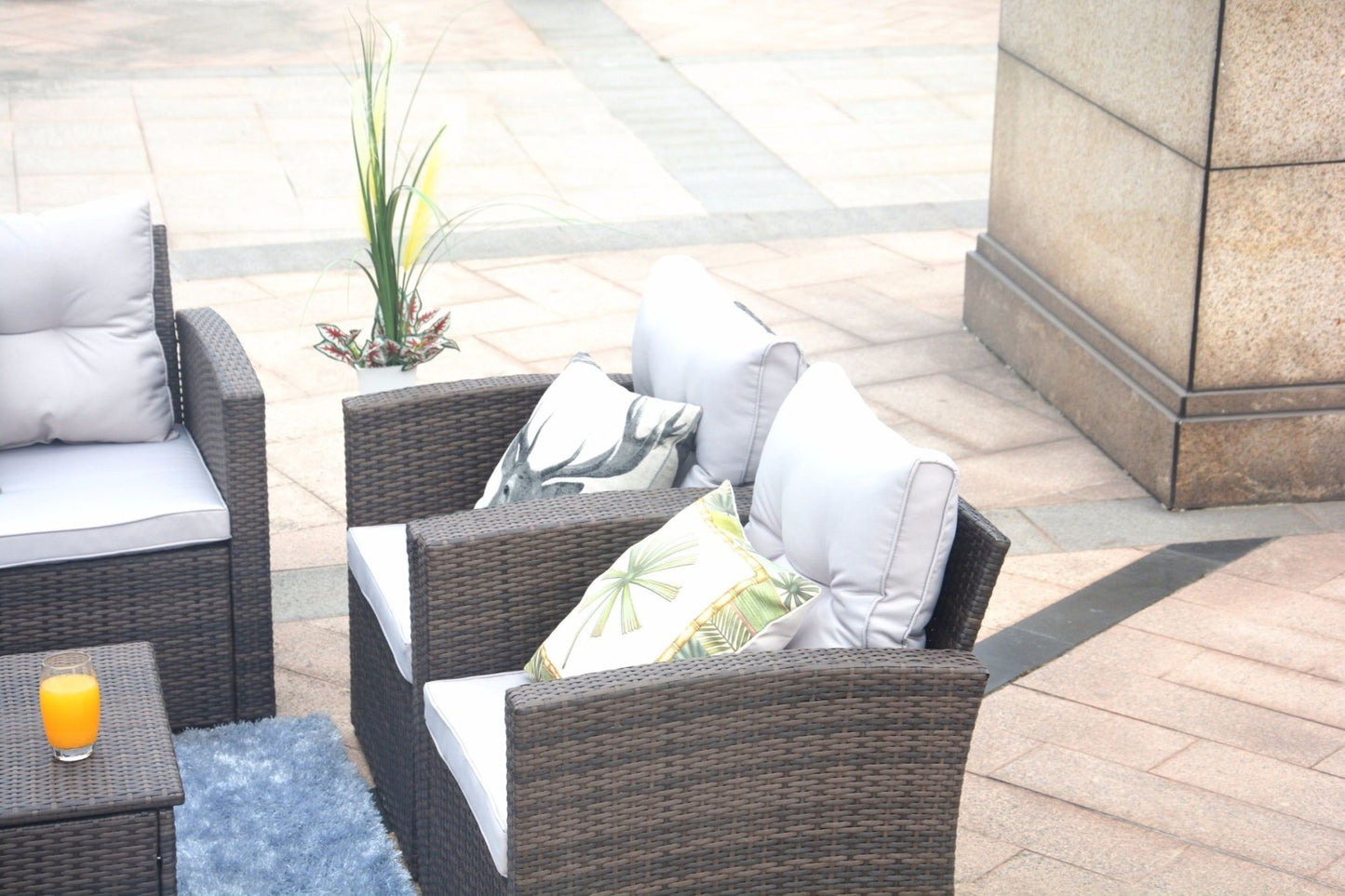 6PCS Outdoor Patio Sofa Set Reconfigurable Stylish And Modern Style With Seat Cushions
