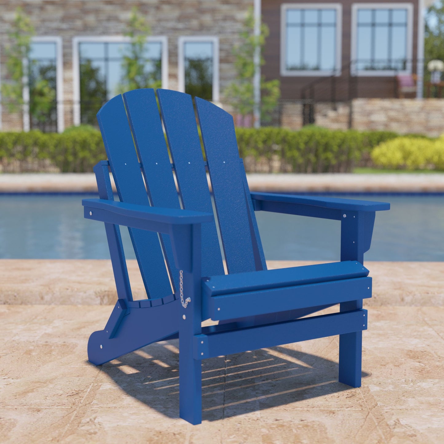 Folding Adirondack Outdoor Chair, Poly Wood - Weather Resistant