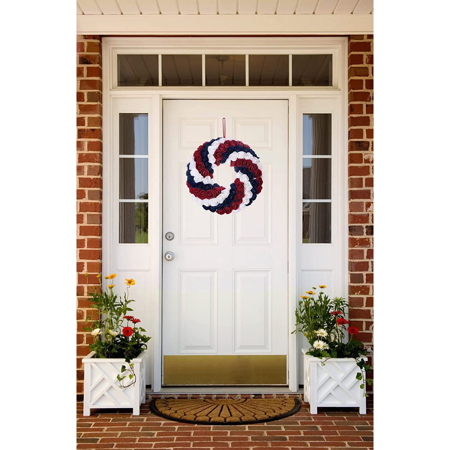 Patriotic Americana Wreath;  Handcrafted Holiday Wreath Garland Decoration