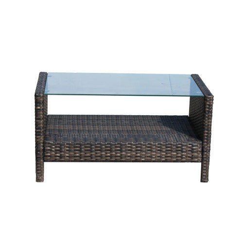 Outdoor Patio Furniture Coffee Table with clear tempered glass