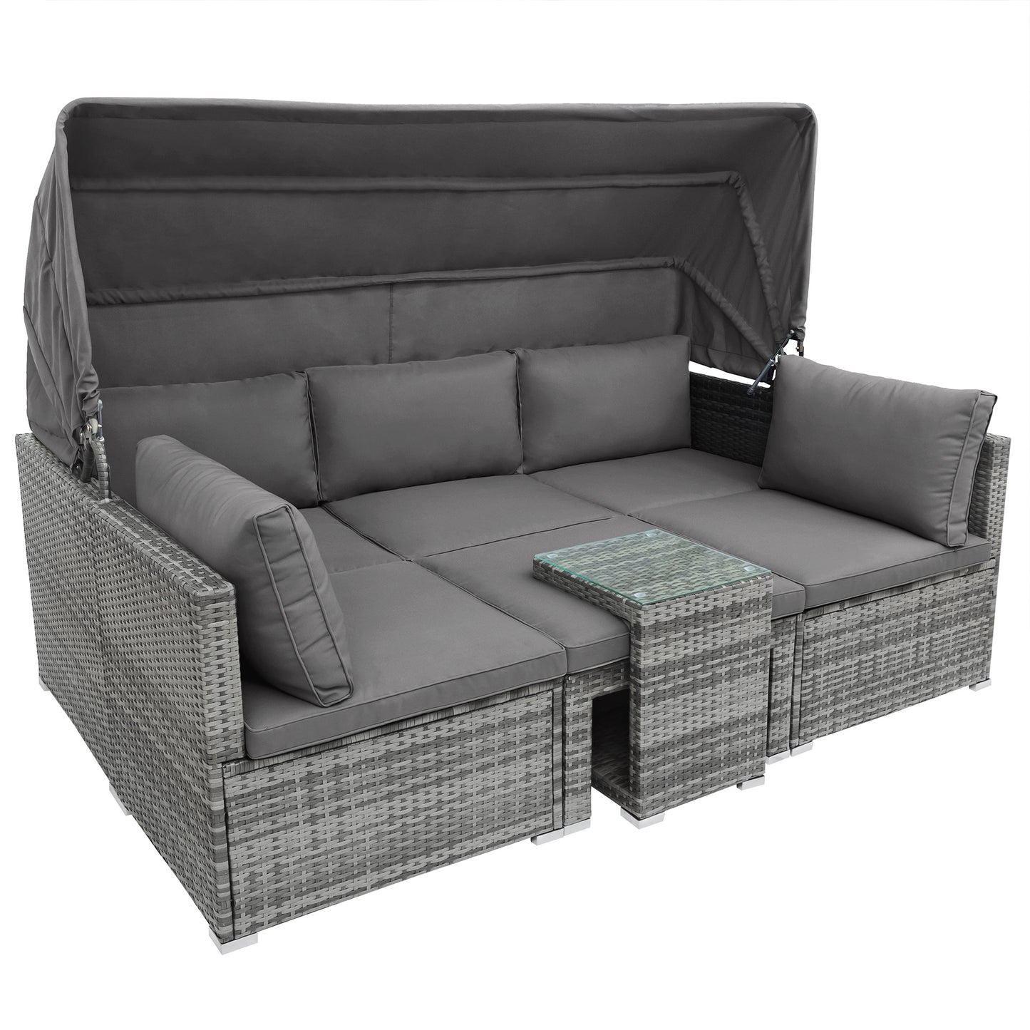 5 Piece Outdoor Sectional Patio Rattan Sofa Set Rattan Daybed