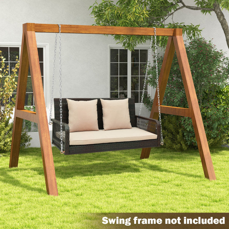 Outdoor Wicker Porch Swing with Seat and Back Cushions