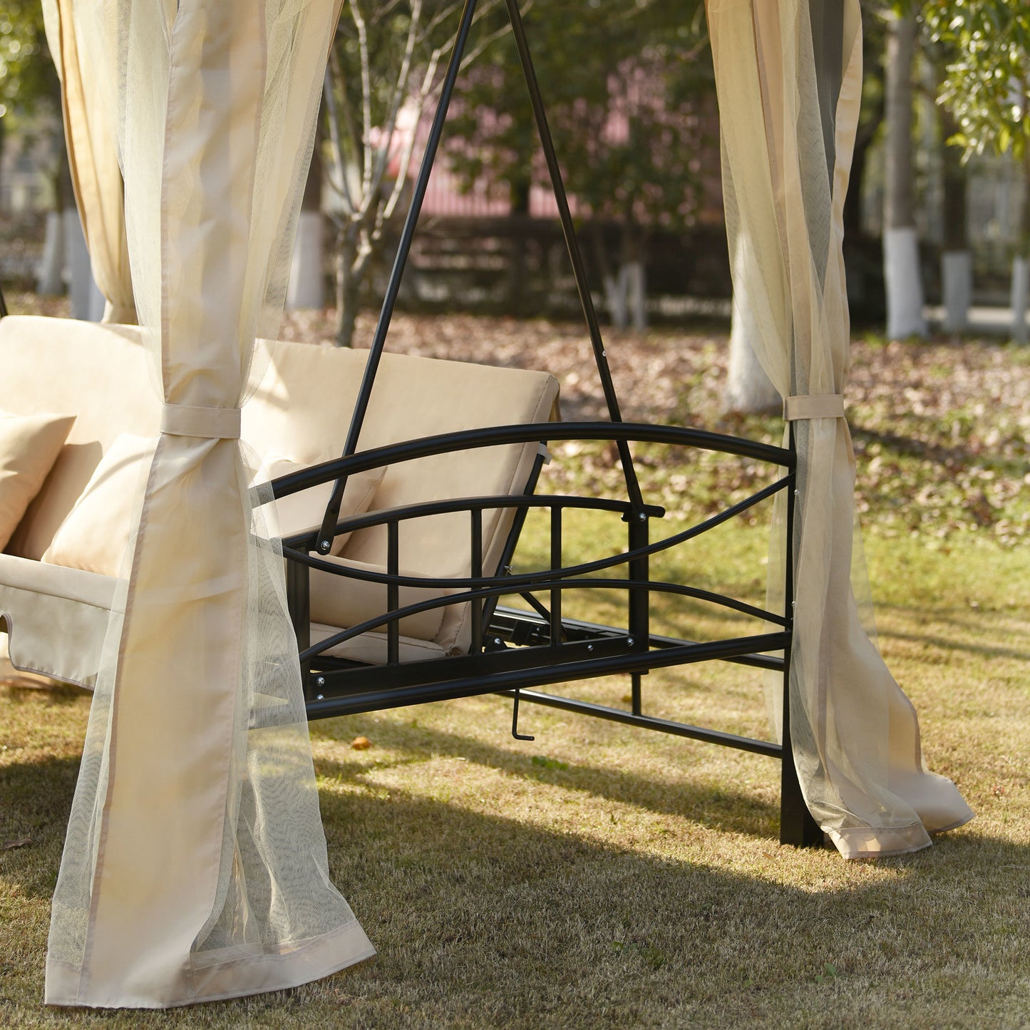 Outdoor Gazebo with Convertible Swing Bench and Mosquito Netting