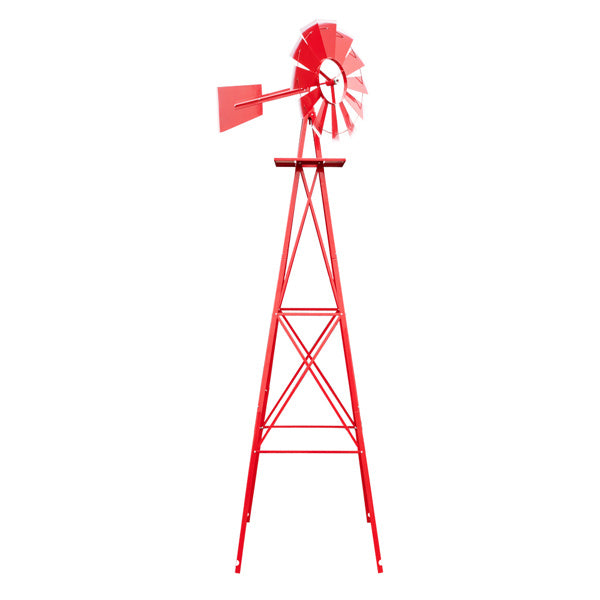 8FT Garden Windmill Red