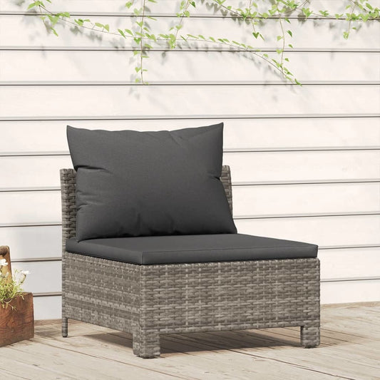 Patio Middle Sofa with Cushion Poly Rattan