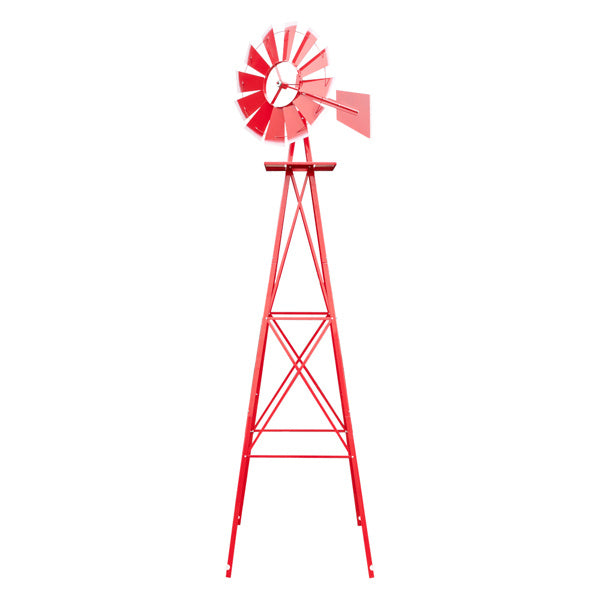 8FT Garden Windmill Red