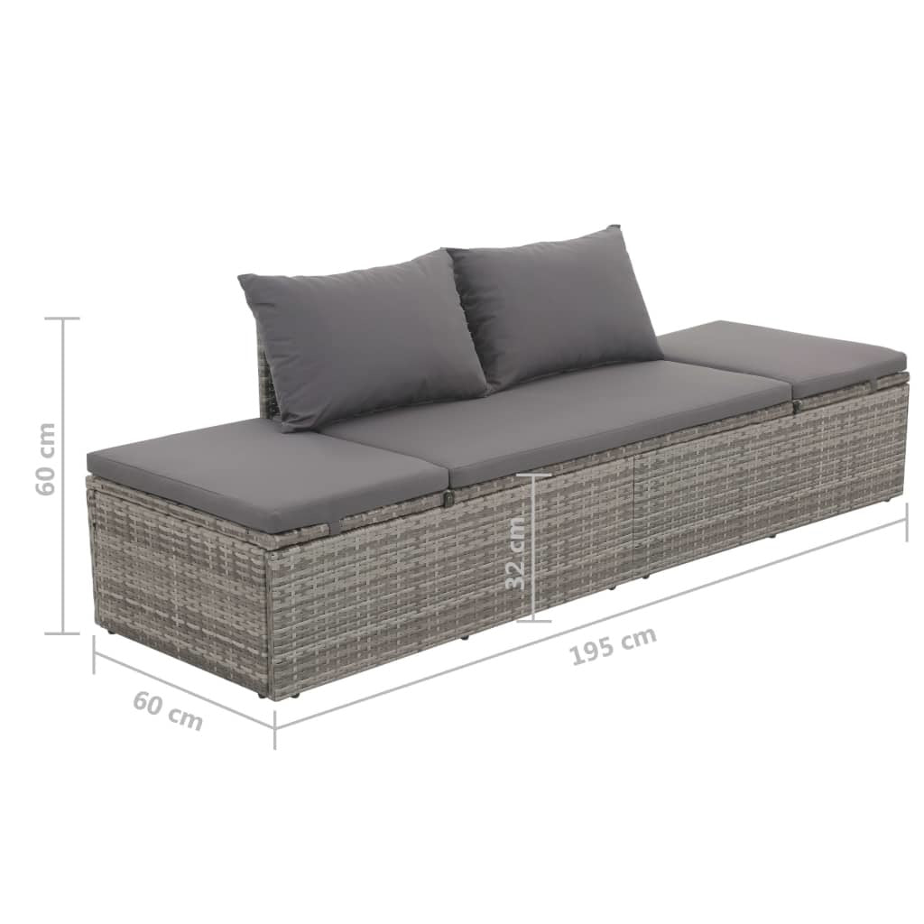 Patio Bed Poly Rattan (Grey)