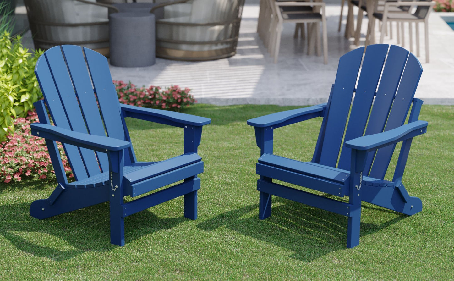 Folding Adirondack Outdoor Chair, Poly Wood - Weather Resistant