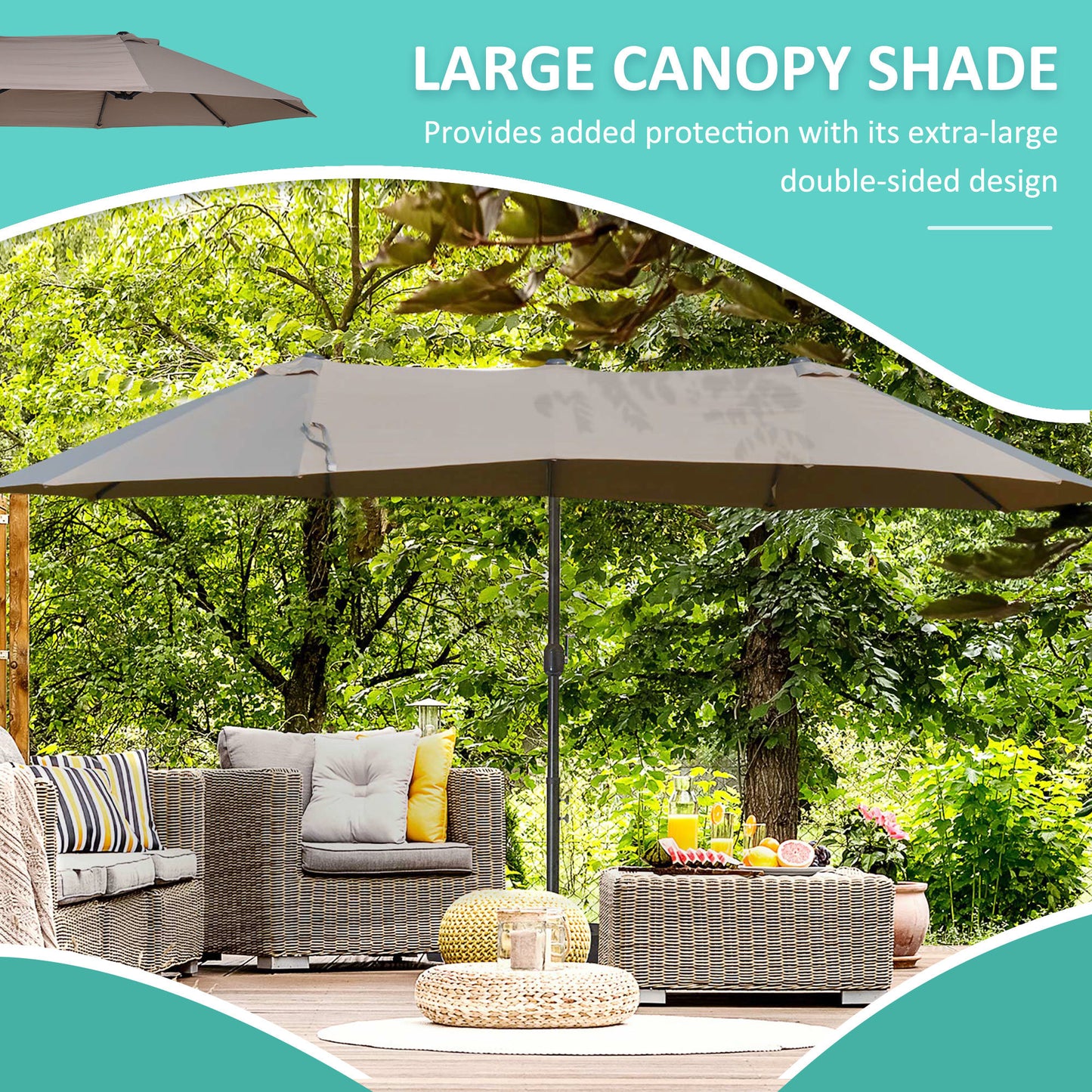 14ft Extra Large Patio Umbrella with Crank and Stand