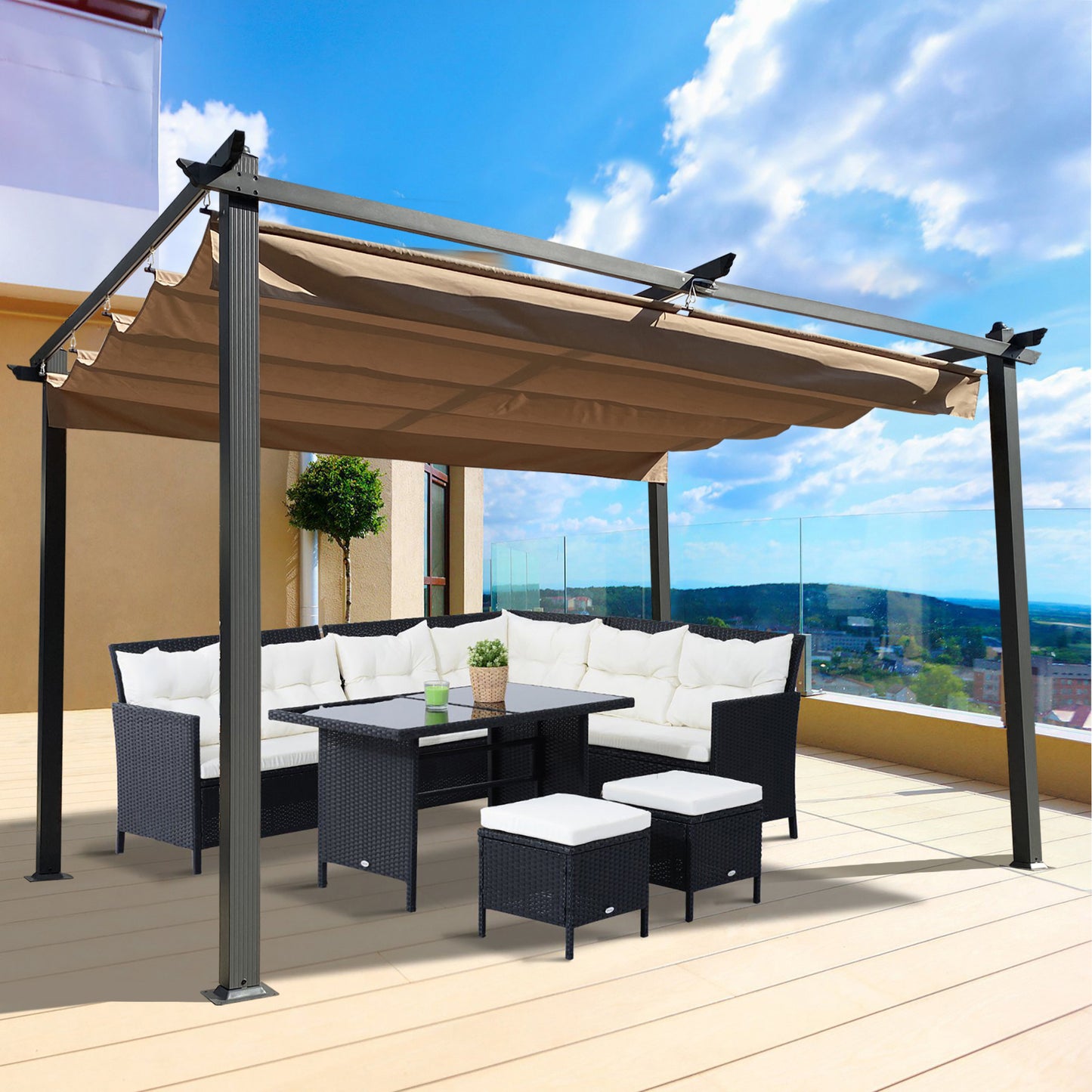 Outdoor Retractable Pergola With Canopy Sunshelter