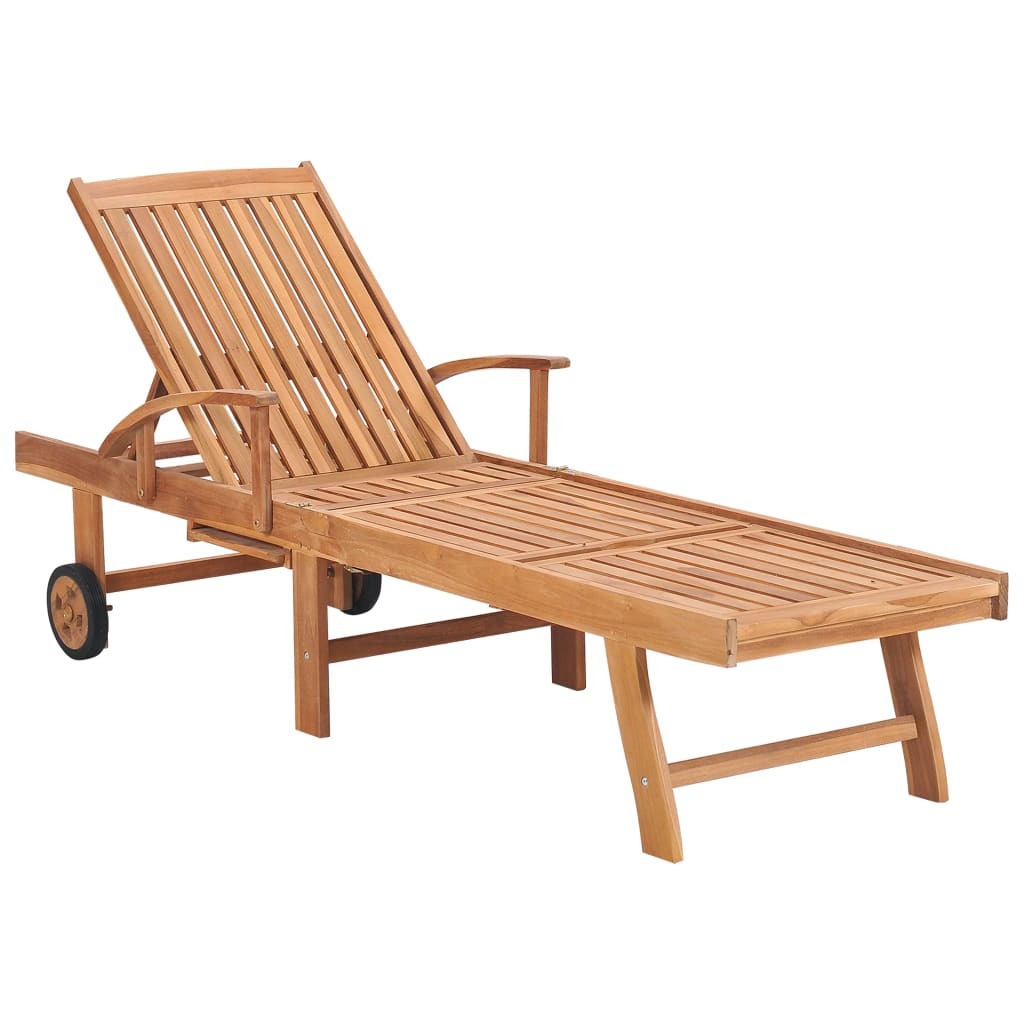 Teak Wood Sun Loungers with Table and Cushion