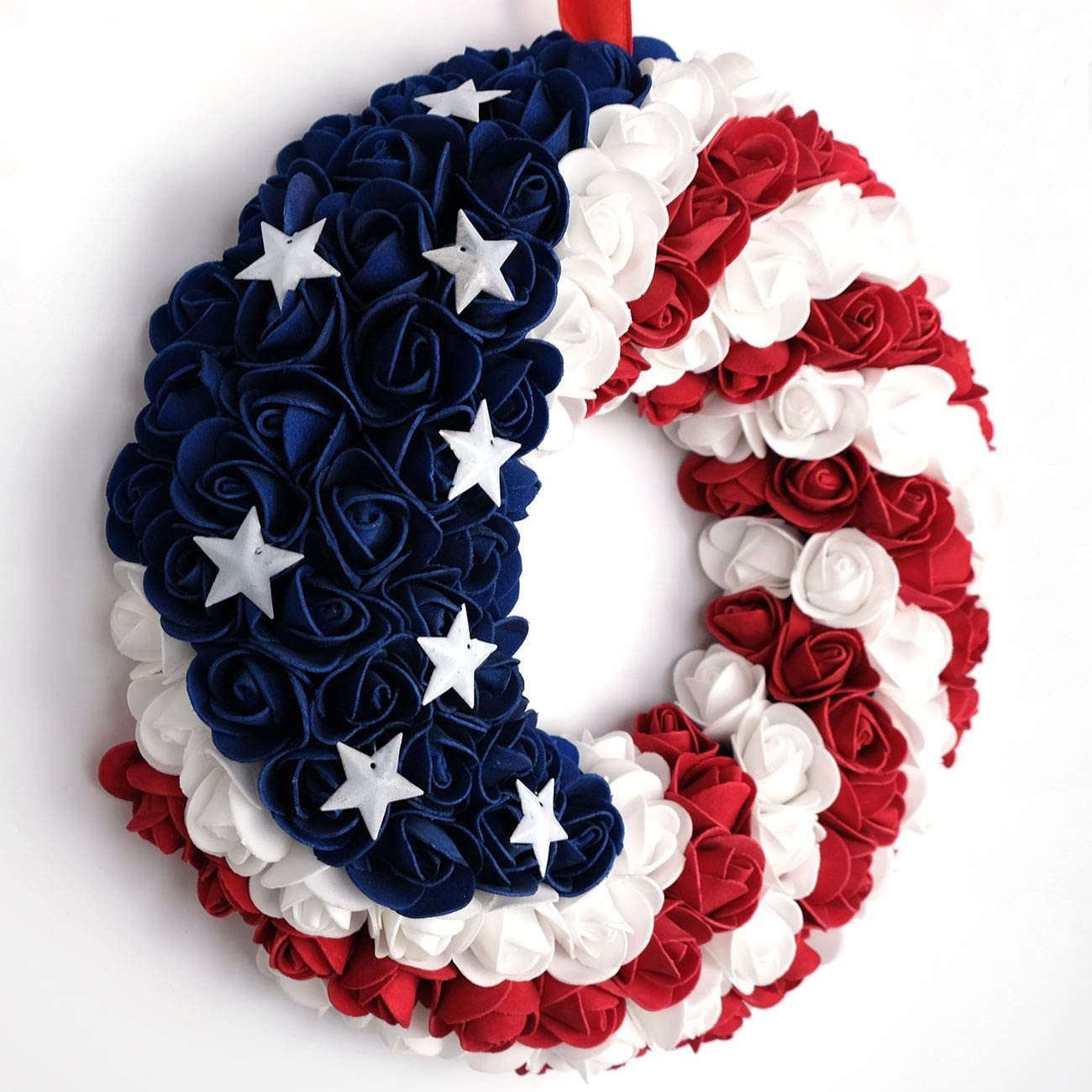 Patriotic Americana Wreath;  Handcrafted Holiday Wreath Garland Decoration