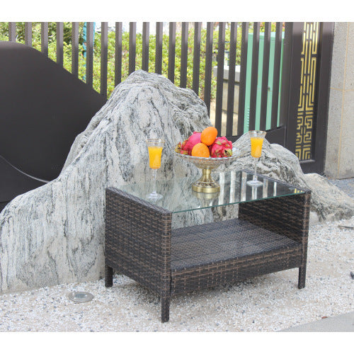 Outdoor Patio Furniture Coffee Table with clear tempered glass