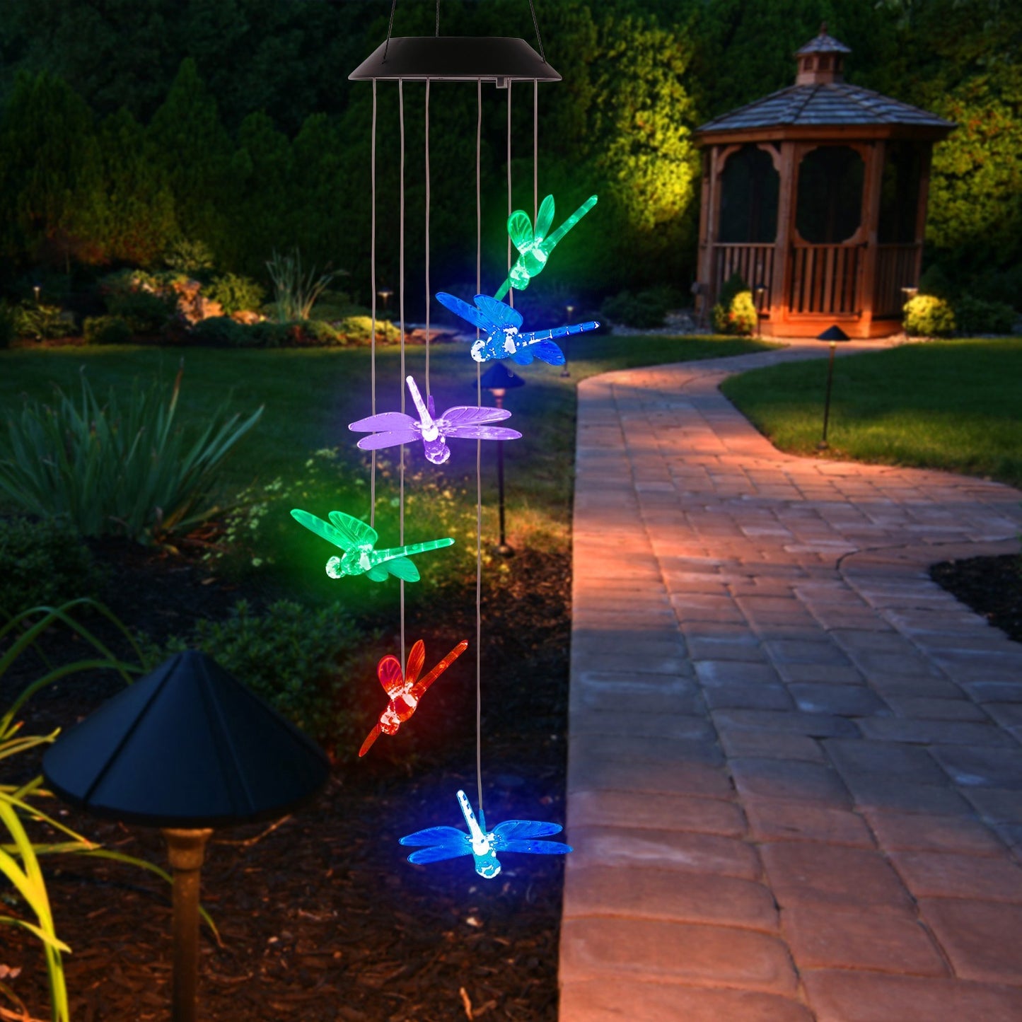 Solar Powered Dragonfly Wind Chime LED Color Changing