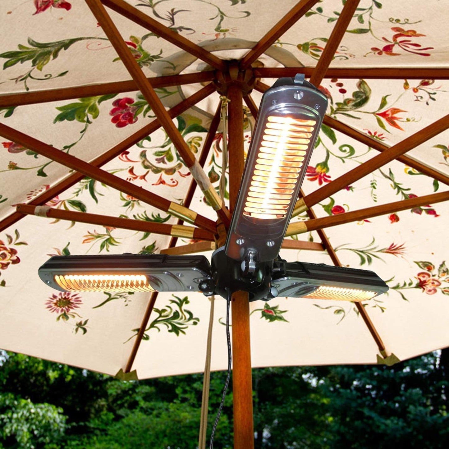Foldable Electric Patio umbrella Heater with 3 Heating Panels