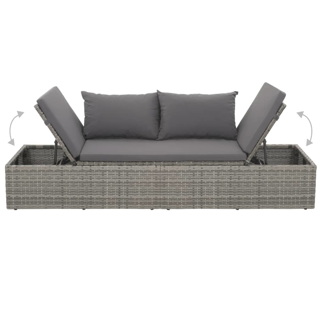 Patio Bed Poly Rattan (Grey)