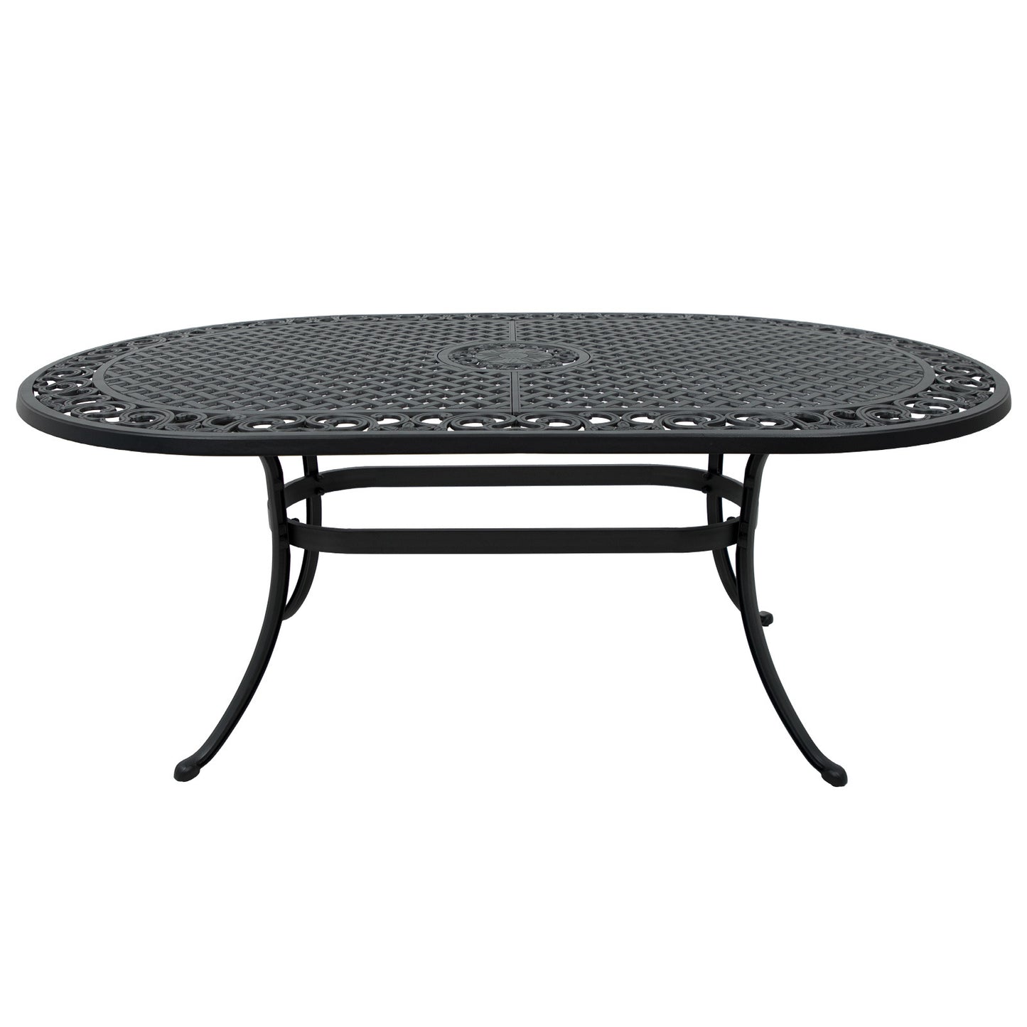 Oval Cast Aluminum Patio Table with Umbrella Hole