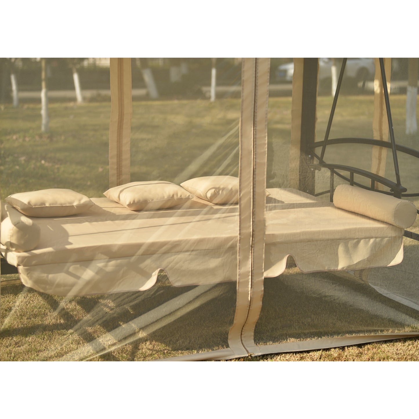 Outdoor Gazebo with Convertible Swing Bench and Mosquito Netting