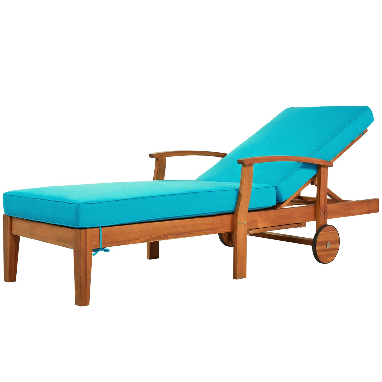 Outdoor Solid Wood 78.8" Chaise Lounge Patio Reclining Daybed with Cushion