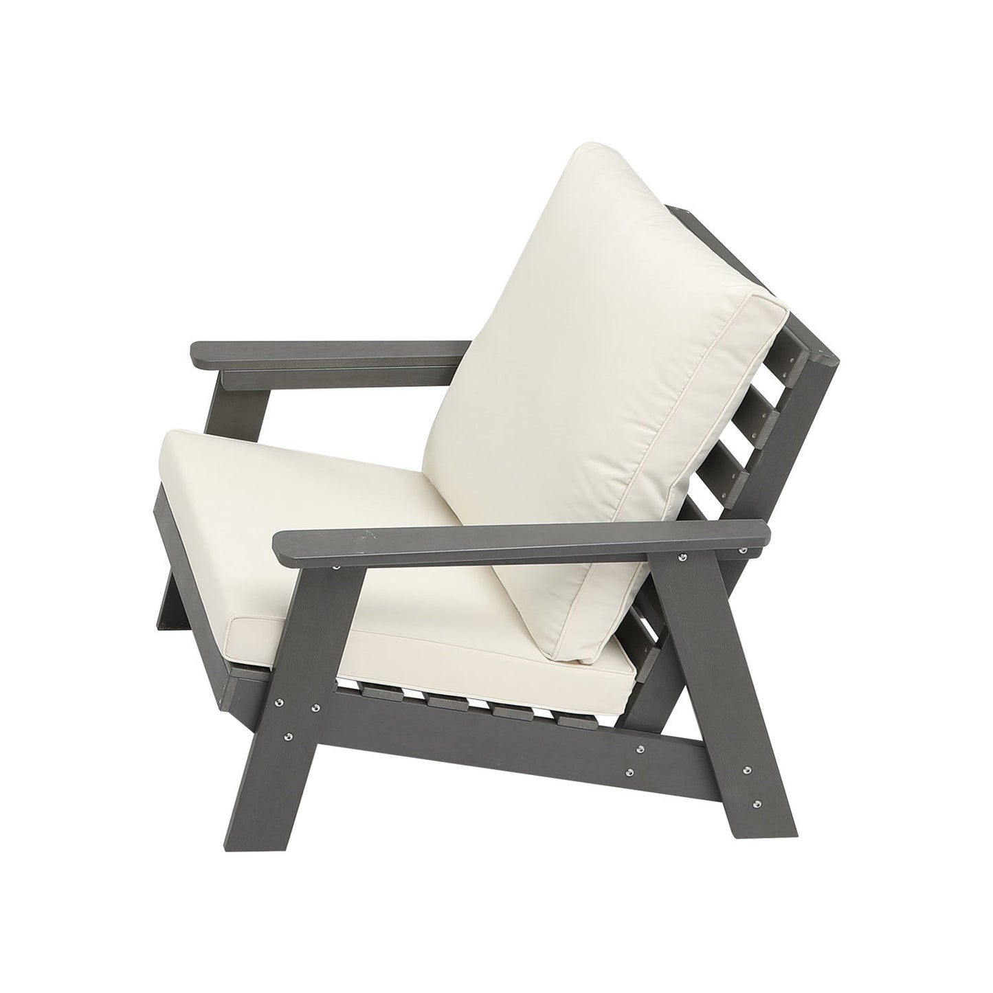 Single Sofa Chair with Cushion Grey/Beige l HDPE
