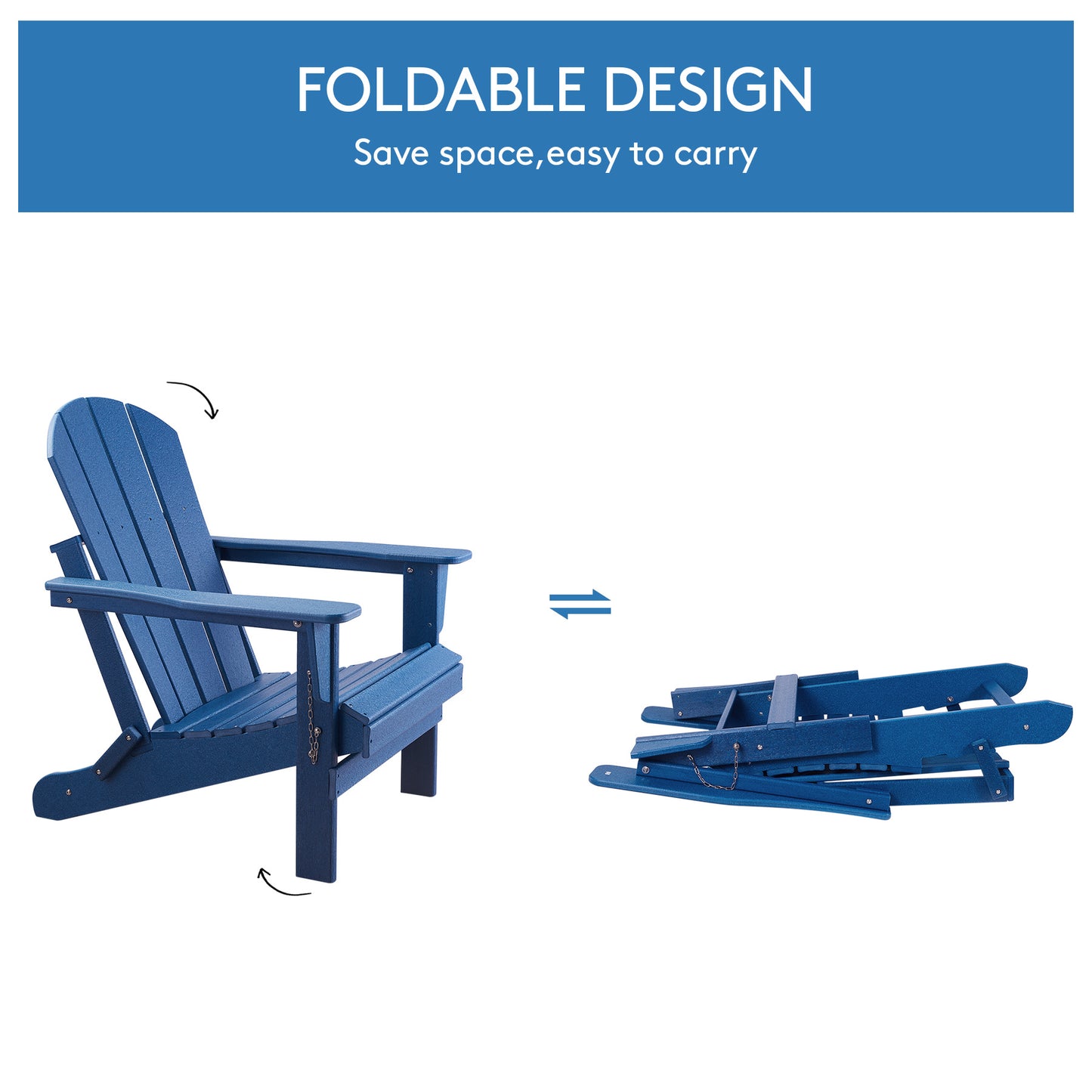 Folding Adirondack Outdoor Chair, Poly Wood - Weather Resistant