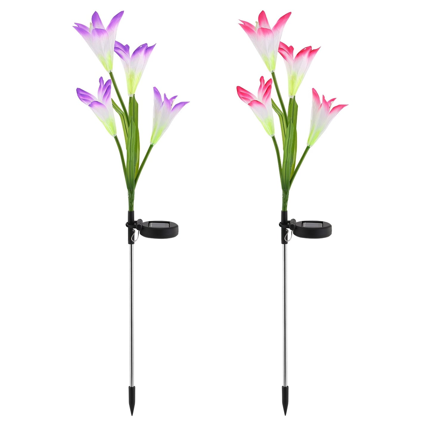 2Pcs Solar Garden Lily Flower LED Lights