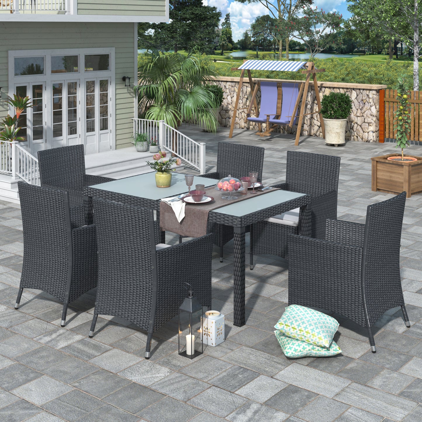 7 Piece Outdoor Wicker Dining set