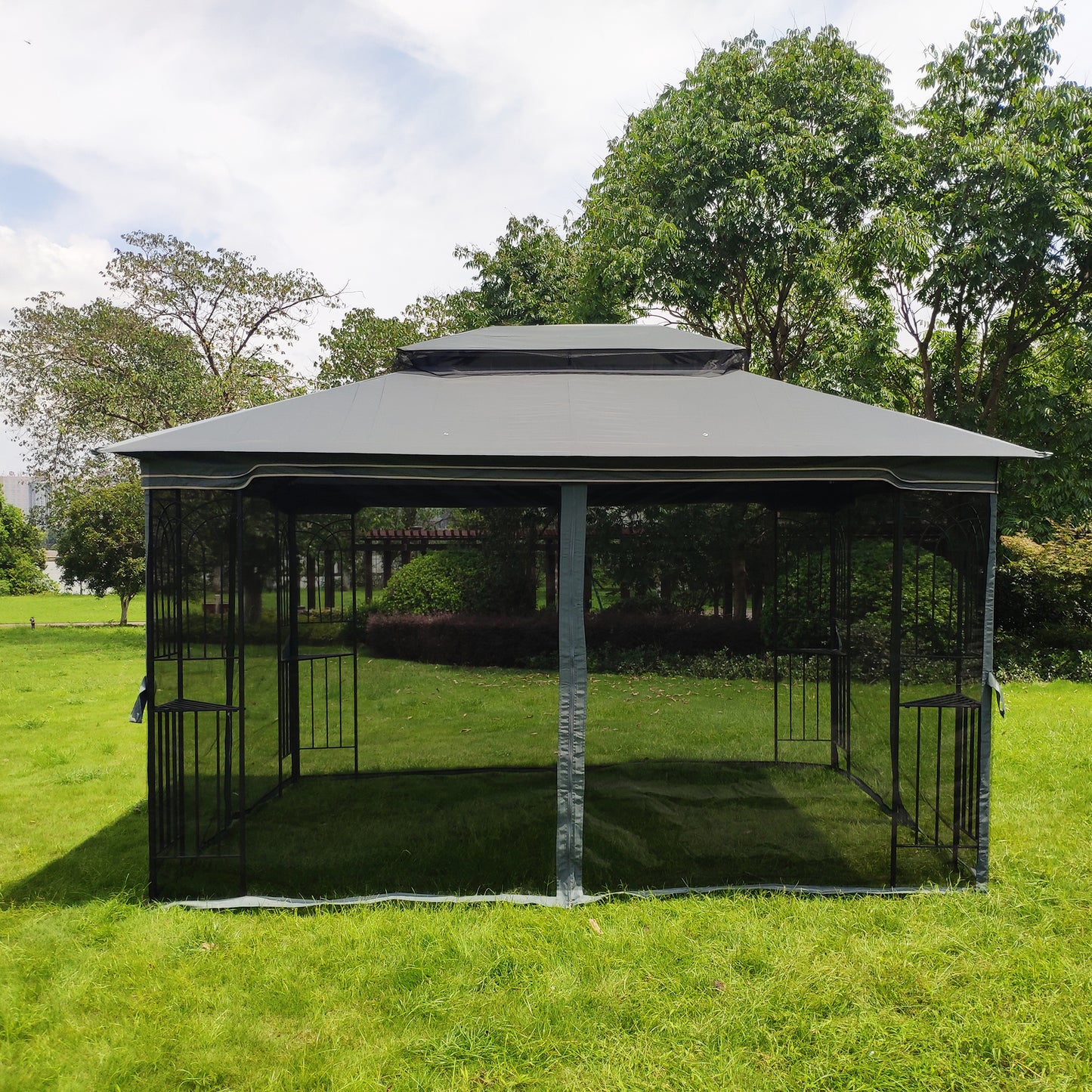 Outdoor Gazebo Canopy Tent With Ventilated Double Roof And Detachable Mosquito net