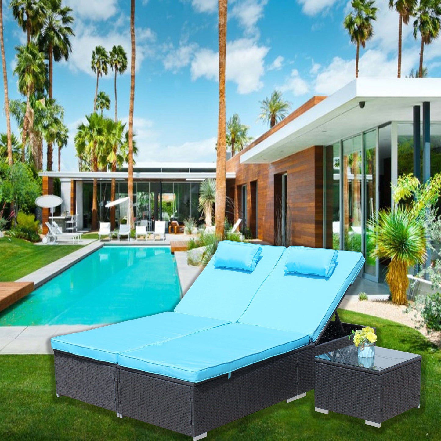 3-Piece Outdoor Chaise Lounge Set