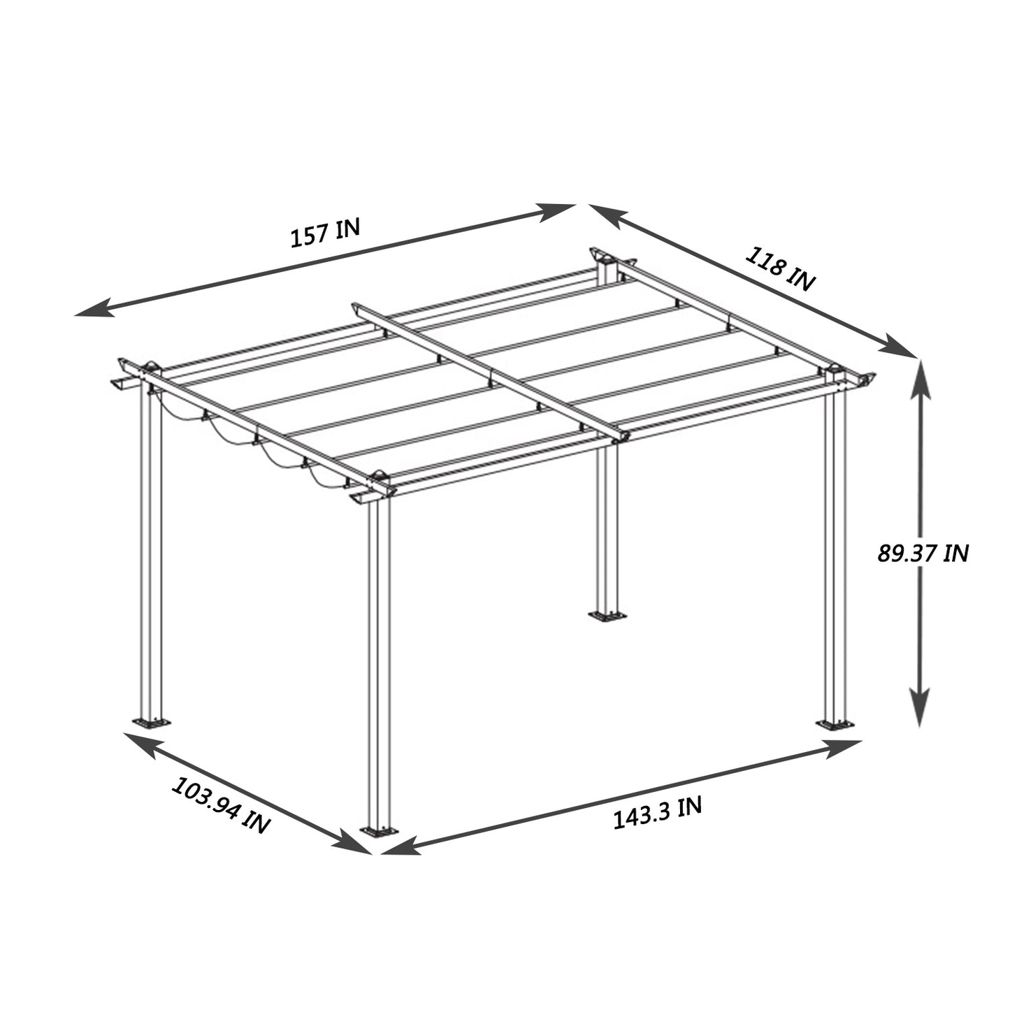 Outdoor Retractable Pergola With Canopy Sunshelter