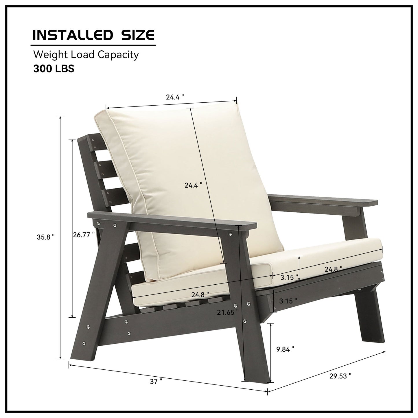 Single Sofa Chair with Cushion Grey/Beige l HDPE