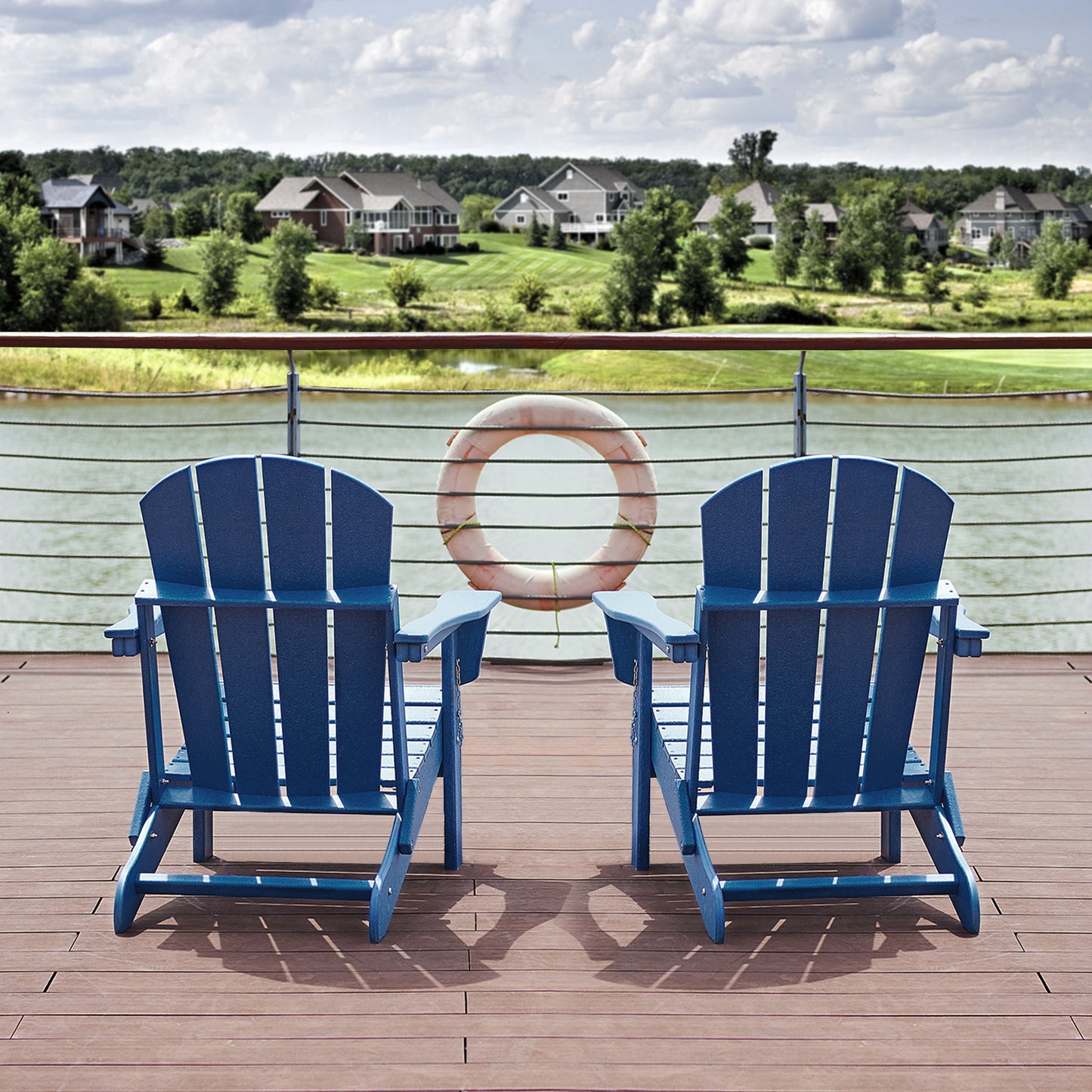 Folding Adirondack Outdoor Chair, Poly Wood - Weather Resistant