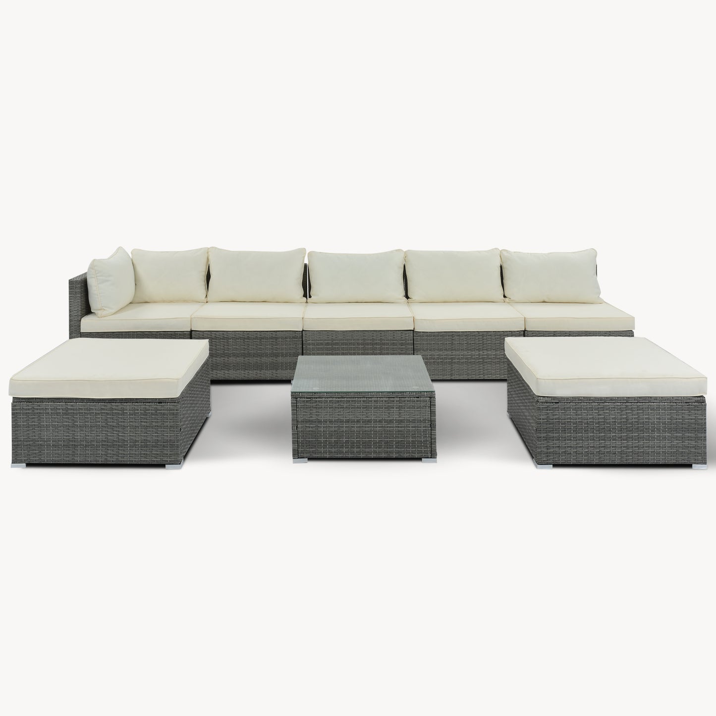 8-Pieces Outdoor Combinable Wicker Furniture Set